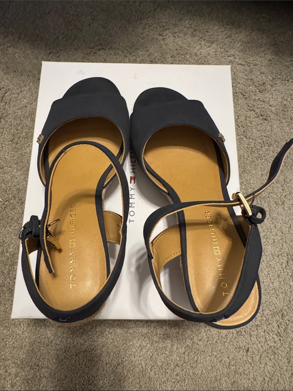 Tommy Hilfiger Navy Espadrille Wedge Sandals with Ankle Strap - Picture 11 of 12